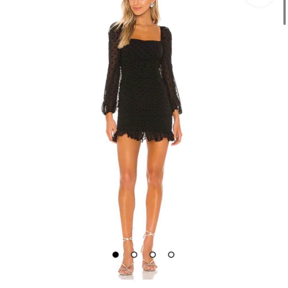 Lovers + Friends Black Polka Dot Long Sleeve Dress